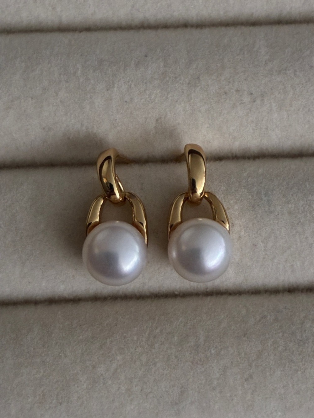 Gold Pearl Drop Huggie Earrings - Classic White Pearl Accent